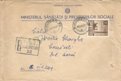 Romania, plic recomandat, circulat intern, 1968 foto