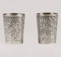 Set 2 pahare de argint masiv 925,pt tarie,China cca 1890,originale-de colectie foto