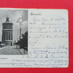 Bucuresti Bukarest Bucuresci Foisorul de foc imagine nocturna 1900