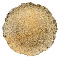 Platou Decorativ de Craciun, Plastic, Relief Asimetric, Auriu, 33x1.5cm foto