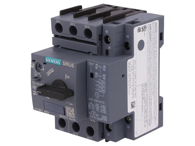 &Icirc;ntrerupător motor 5.5kW 220-690VAC pentru şină DIN 3RV2