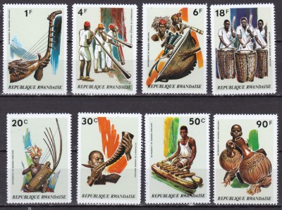 Rwanda 1973 instrumente muzicale MI 558-565 MNH foto