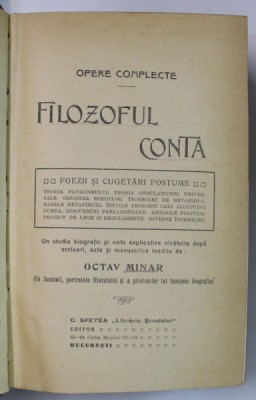 FILOZOFUL CONTA de OCTAV MINAR , EDITIE INTERBELICA foto