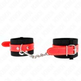KINK - NYLON WRIST RESTRAINTS BLACK WITH LEATHERETTE RED ADJUSTABLE 19-24 CM X 5.5 CM, KINK WRIST RESTRAINT