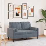 Gossi canapea cu 2 locuri cu pernute, gri inchis, 120 cm, catifea