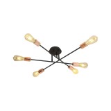 Plafonieră Industrială Klausen STRAIGHT PL6 Negru Cupru 60cm Diametru, 6xE27 Modernă pentru Living, Design Metalic Elegant, Iluminat Interior 23cm