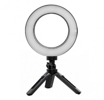 Lampa circulara LED 16 cm diametru, mini trepied extensibil,rotire 360 grade inclus foto