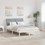 Cumpara ieftin Cadru de pat Alb si gri deschis 160 x 200 cm Lemn masiv de pin