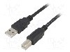 Cablu USB A mufa, USB B mufa, USB 2.0, lungime 5m, negru, AKYGA - AK-USB-18