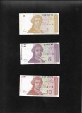 Set Bancnote Croatia 1+5+10 Dinari 1991 AUNC/UNC. Colectie Numismatica. Bancnote iugoslavia