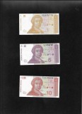 Set Croatia 1 + 5 + 10 dinari dinara 1991 aunc / unc pret pe set