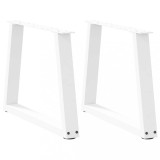Picioare pentru măsuță de cafea &icirc;n formă de V, 2 buc., alb, 50x(42-43,3) cm, oțel