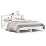 Gossi cadru de pat fara saltea, alb, 140x200 cm, lemn masiv pin