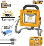 Proiector Led cu Baterie Incorporata si Incarcare Type C 900 lumeni Ingco HRLF4415