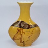 Vaza portelan, ceramica romaneasca veche - SARRA BLU - pictata manual - SEMNATA