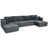 HOMCOM Canapea modulară &icirc;n U 4 locuri, 2 meridiene, canapea 2 locuri, 6 perne, fără montaj, 369 x 152 x 78 cm, gri | Aosom Romania