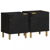 VidaXL Noptiere, 2 buc., negru, 40x33x46 cm, lemn masiv de mango