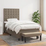 VidaXL Pat box spring cu saltea, gri taupe, 90x200 cm, textil 3136889
