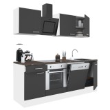 Mobilă de bucătărie Yorki 220, corp alb, față antracit satinat, element inferior cuptor