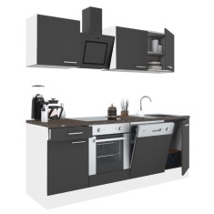 Mobilă de bucătărie Yorki 220, corp alb, față antracit satinat, element inferior cuptor