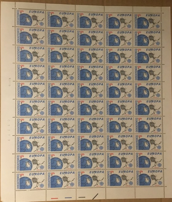 Czechoslovakia 1991 50 x Europa CEPT Space in block Mi.3084 MNH CD.002