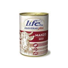 Conserva cu hrana umeda pentru caini cu vita, Life Dog, 400 g