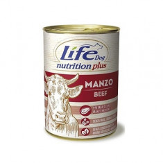 Conserva cu hrana umeda pentru caini cu vita, Life Dog, 400 g