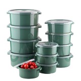 Set 12 Cutii alimente (4X500 ml, 4X1000 ml, 4X2000 ml), Verde Inchis, Capac cu dispozitiv de eliberare aer