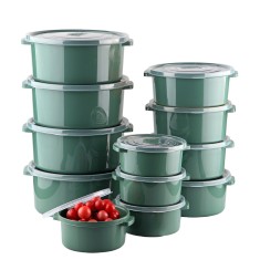 Set 12 Cutii alimente (4X500 ml, 4X1000 ml, 4X2000 ml), Verde Inchis, Capac cu dispozitiv de eliberare aer