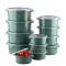 Set 12 Cutii alimente (4X500 ml, 4X1000 ml, 4X2000 ml), Verde Inchis, Capac cu dispozitiv de eliberare aer