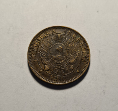 Argentina 2 Dos Centavos 1890 Piesa Frumoasa foto