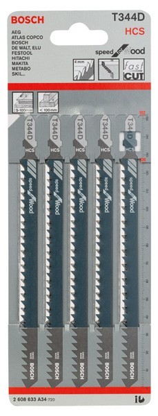Bosch Set 5 Panze ferastrau vertical Precision for Wood, T 344D, 152mm ProAdvanced PowerfulTools