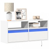 Cumpara ieftin Comodă TV de perete cu lumini LED, alb, 100x31x45 cm