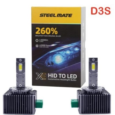Set de 2 Becuri Faruri Conversie Hid-Led, Steelmate LED D3S Led, Plug &amp;amp; Play, 6000k, Miez Cupru, Radiator Aluminiu Silentios, Calitate Premium CarStor foto