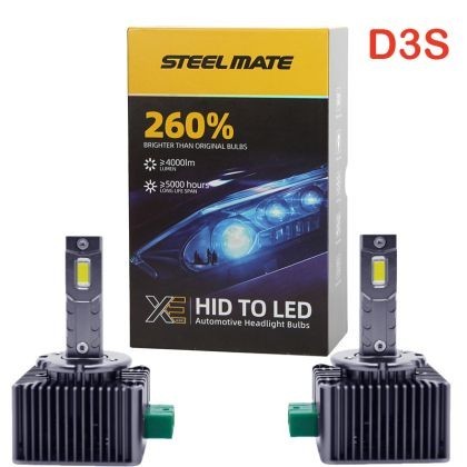 Set de 2 Becuri Faruri Conversie Hid-Led, Steelmate LED D3S Led, Plug &amp; Play, 6000k, Miez Cupru, Radiator Aluminiu Silentios, Calitate Premium CarStor