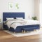 Pat box spring cu saltea, albastru, 200x200 cm, textil