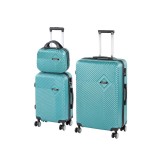 Set 3 Valize Leziter TraveLux Pro XVI ABS Rigide Albastru Laguna &ndash; Valiza Cabina, Mare, Trusa Rotile 360&deg;