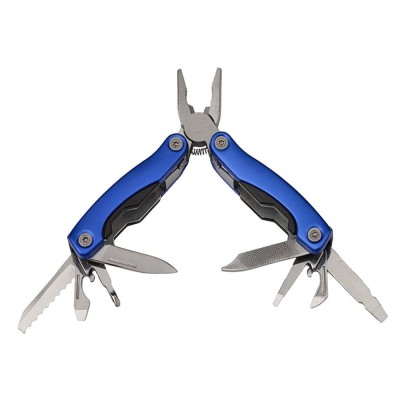Mini cleste multifunctional, Survival Instict, otel inoxidabil, 9 functii, 14 cm, husa inclusa, albastru foto