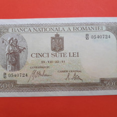 Bancnota 500 lei 1941 iulie filigran vertical aUNC+++->UNC