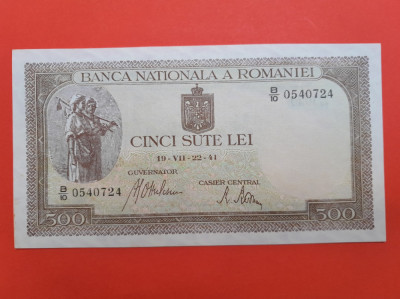 Bancnota 500 lei 1941 iulie filigran vertical aUNC+++-&amp;gt;UNC foto