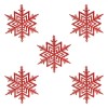 Ornament Brad Crăciun, Fulg Glitter, Set 5 Bucăți, Culoare Roșu, Dimensiuni 10x10 cm, Material Plastic, Oem