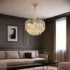 Candelabru Cristal FONTAINEBLEAU Eleganza, 9x E14, Diametru 45cm, Auriu, Inaltime Reglabila, Alessandro DESIGN