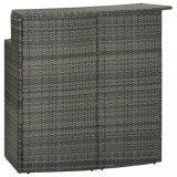 Masă Bar Grădină Gri vidaXL 120x55x110cm Poliratan, Cadru Oțel, Blat 2 Niveluri, Rezistentă Intemperii