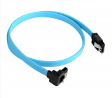 Cablu SATA3 date Active, pentru hdd / ssd / dvd, ACTIVE , 50cm, clips metalic, unghi 90 grade, sata III 3, albastru