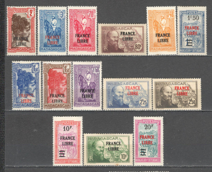 Madagascar.1943 Marci postale-supr. FRANCE LIBRE 14 buc. SM.133