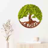 Decoratiune de perete, Tree Of Life 3, 100% MDF/MOSS (grosime: 6 mm), Dimensiune: 44 x 1 x 44 cm, Verde, Natura