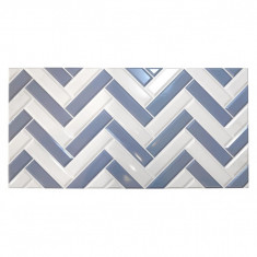 Panou decorativ, PVC, model zig-zag 3D, alb-albastru, 96x48.5cm foto