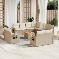 vidaXL Set canapele de grădină cu perne, 12 piese, bej, poliratan 3257157