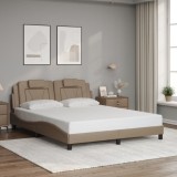 VidaXL Cadru de pat cu tăblie, cappuccino, 160x200 cm, piele ecologică
