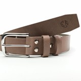 Cumpara ieftin Curea piele naturala 40 mm, Leda, gri, catarama solida